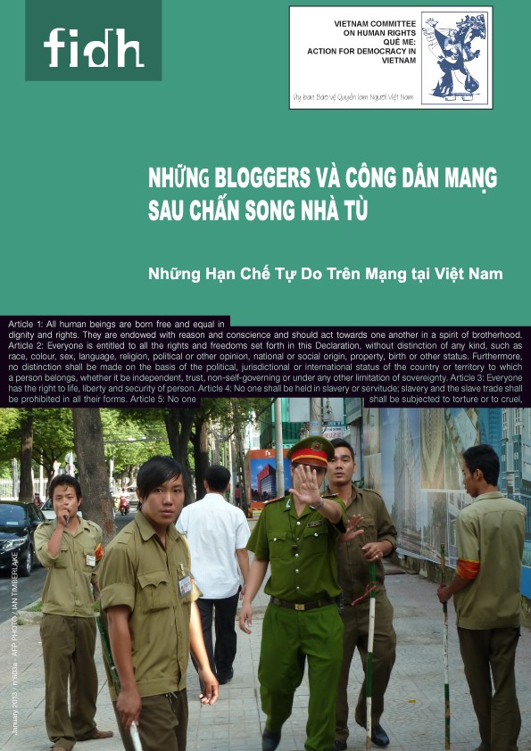 Những Bloggers và Công dân mạng sau chấn song nhà tù: Những Hạn Chế Tự Do Trên Mạng tại Việt Nam (FIDH & UBBVQLNVN)